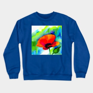 Colorful Digital Watercolor of Red Poppies (MD23Mrl011) Crewneck Sweatshirt